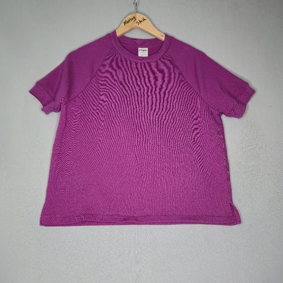 Pink Fleece cropped short sleeve crewneck sweatshirt Size XS - Picture 1 of 8